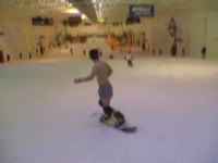 Hugh Snowboarding for "charity".